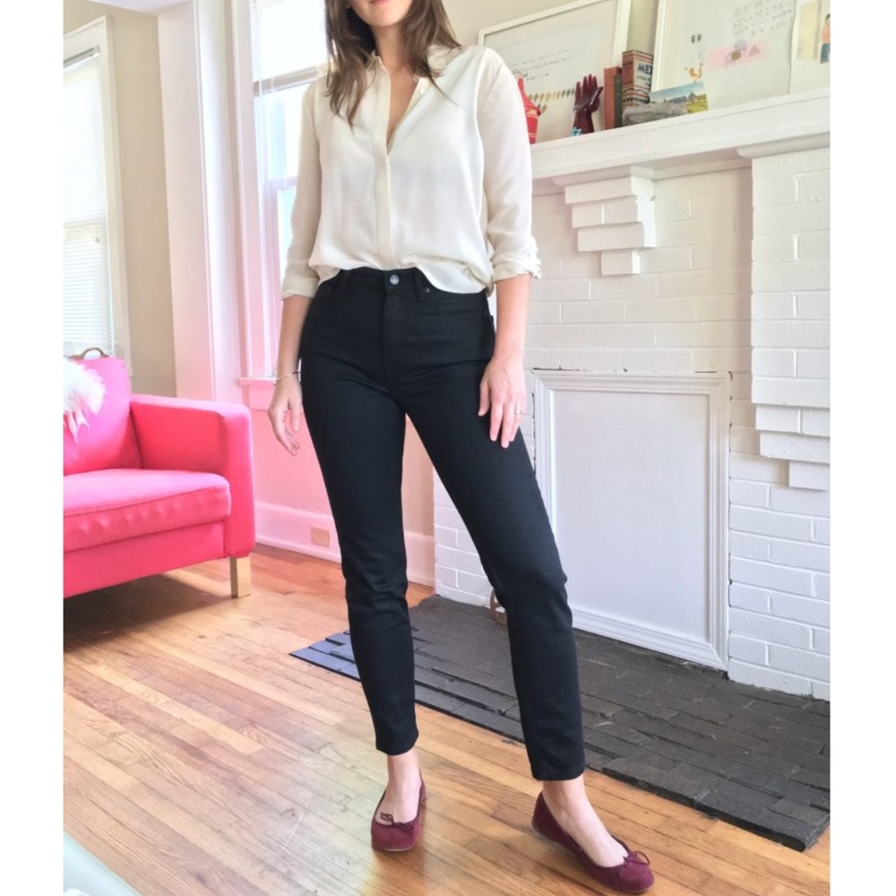 Everlane High-Rise Slim Straight Black Jean